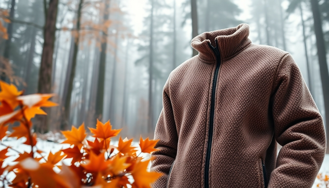 Beheren van fleece materiaal met een stijlvol fleece jack in de natuur.