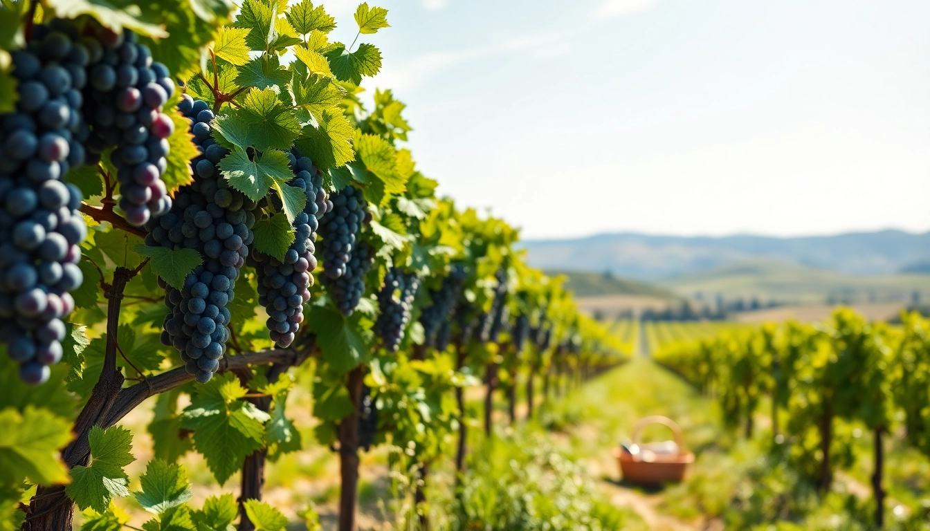 Visitors enjoying the beauty of Sacramento Wineries through vibrant vineyards and ripe grapes.