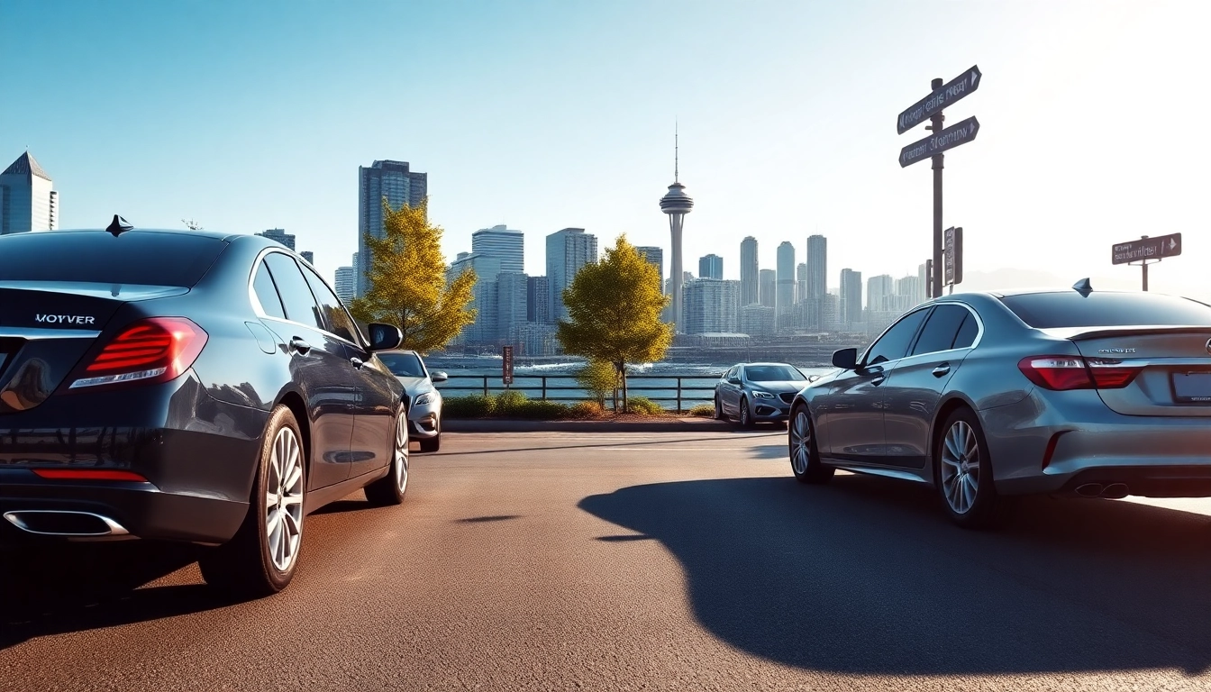 Experience premium car service vancouver bc featuring luxury vehicles against a vibrant city backdrop.